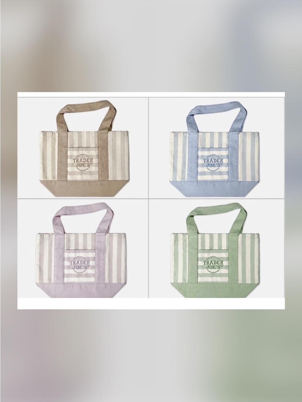 Trader Joe's Striped Canvas Tote Bag 🆕 2026 Release